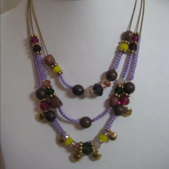 Betsey Johnson Skull Purple Macramé Necklace - Picture 5 of 8